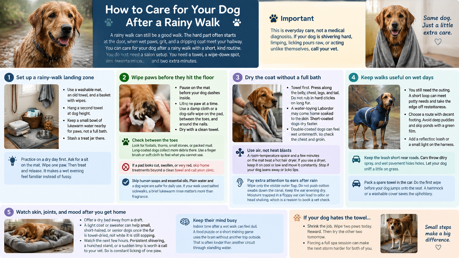 How to Care for Your Dog After a Rainy Walk