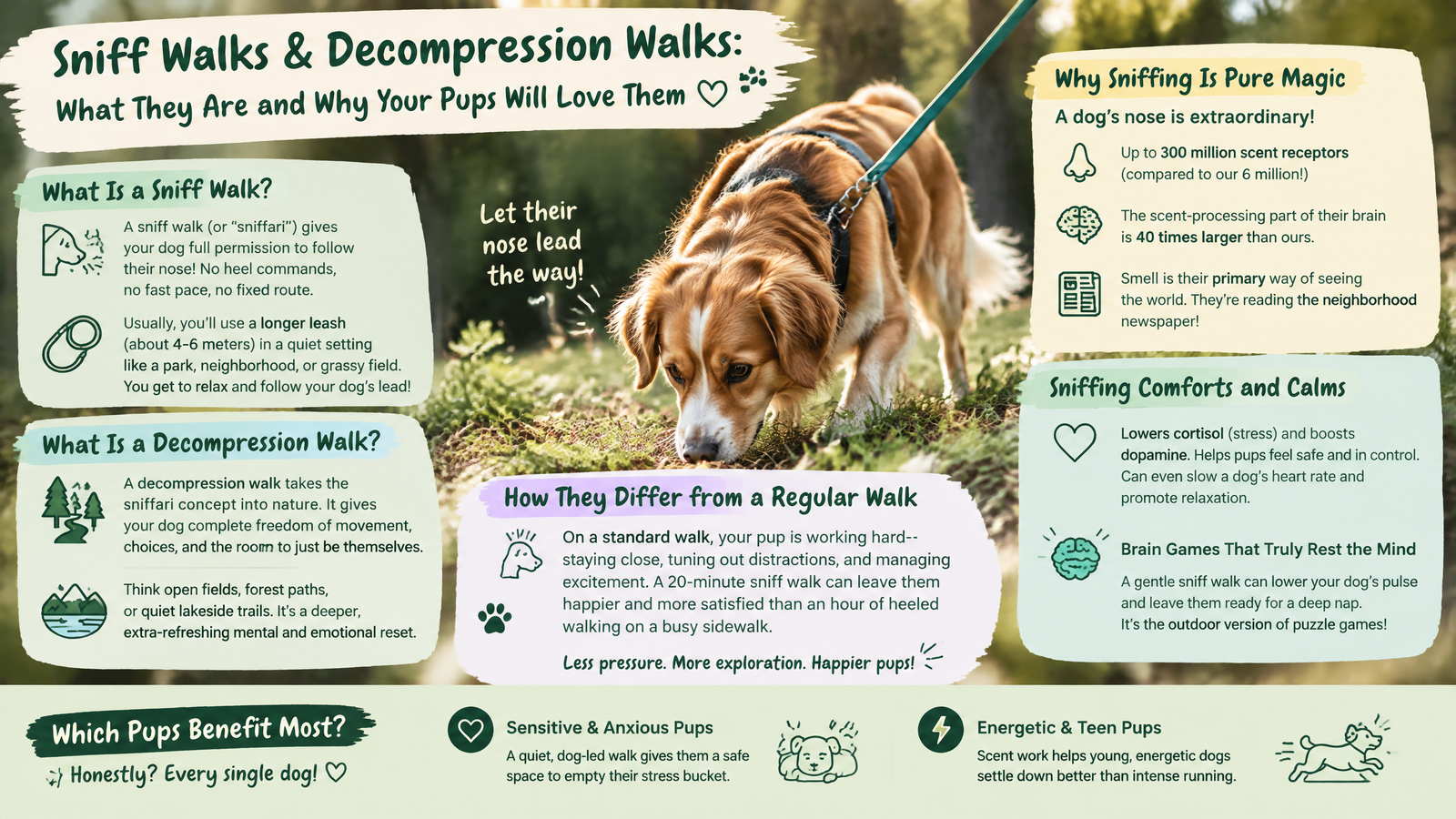 Sniff Walks & Decompression Walks: What They Are and Why Your Pups Will Love Them