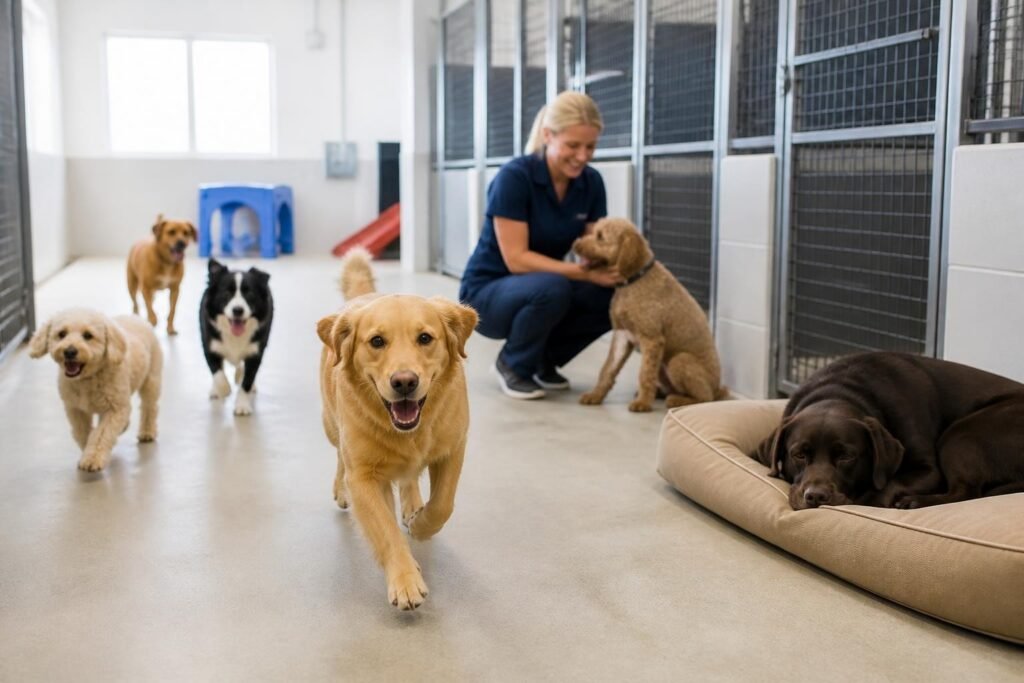 Boarding facility for dogs with professional care and safe environment